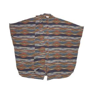 Vintage Wool Chimayo Style Aztec Poncho South Western Blanket Cape Jacket